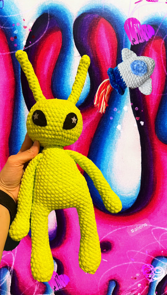 Handmade Alien Plush – 14.5” – Super Soft Chenille Yarn