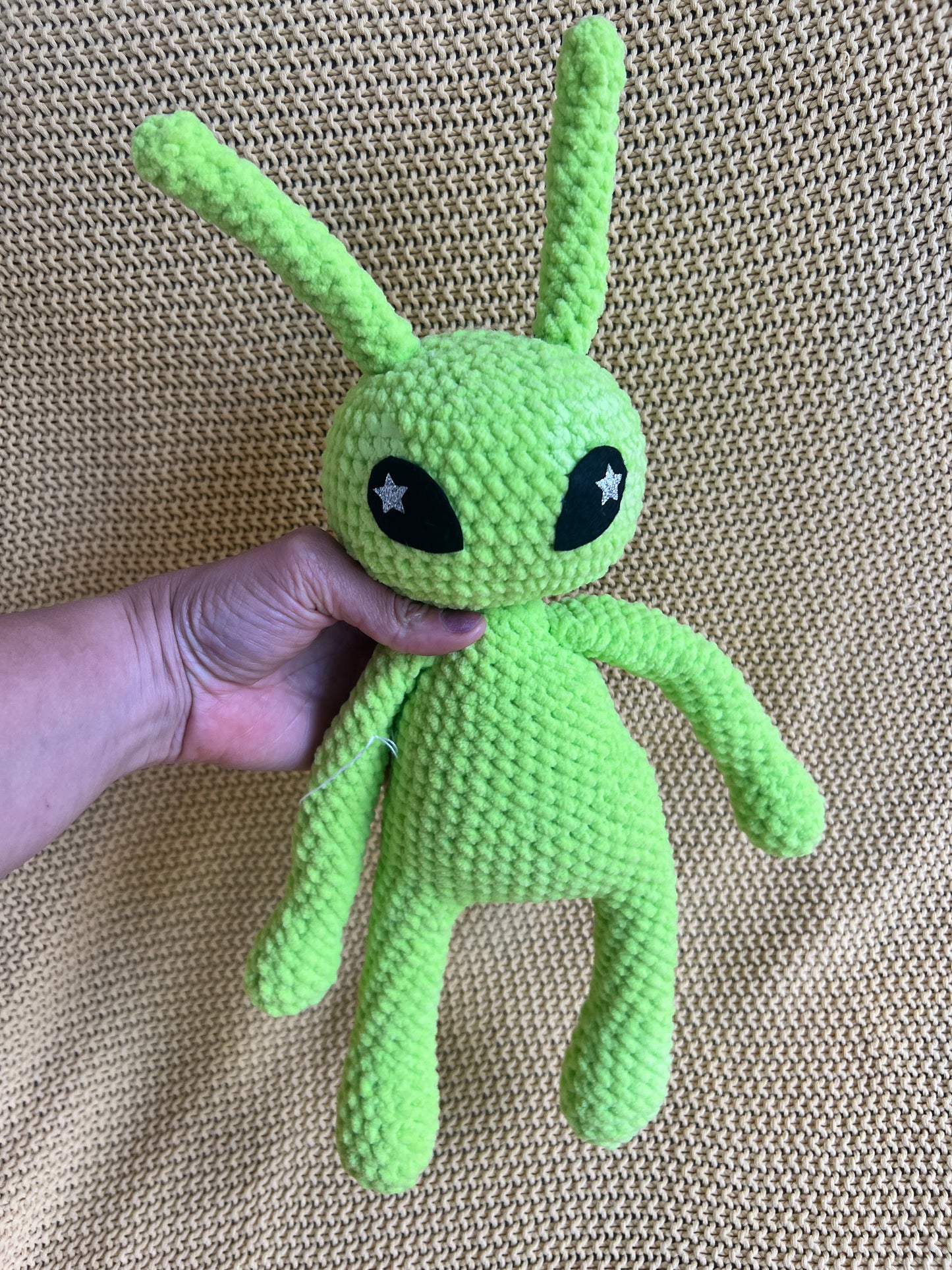 Handmade Alien Plush – 14.5” – Super Soft Chenille Yarn