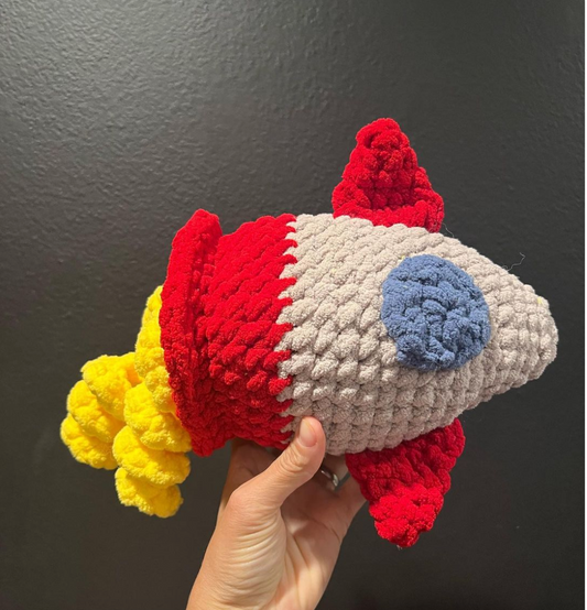 Cuddly handmade crochet Space ship toy