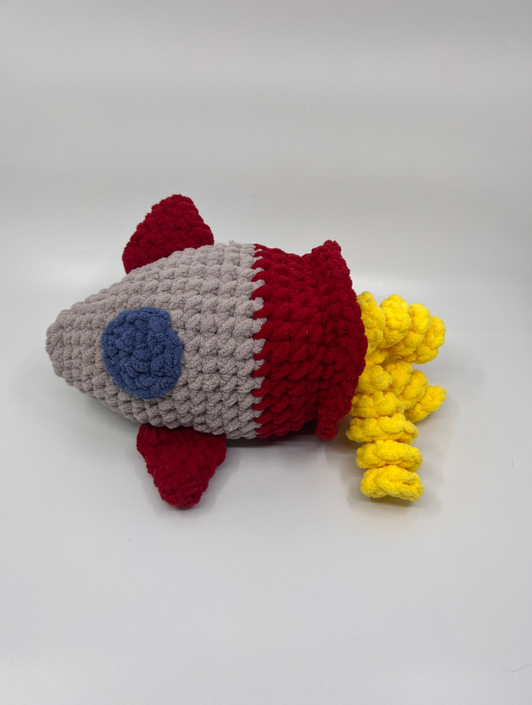 Cuddly handmade crochet Space ship toy
