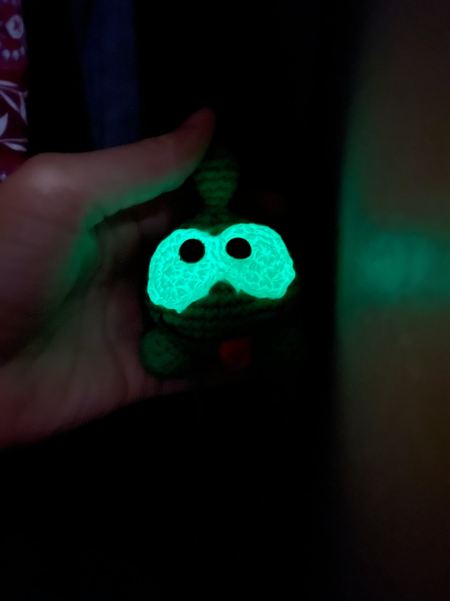 Crochet glow in the dark alien key chain