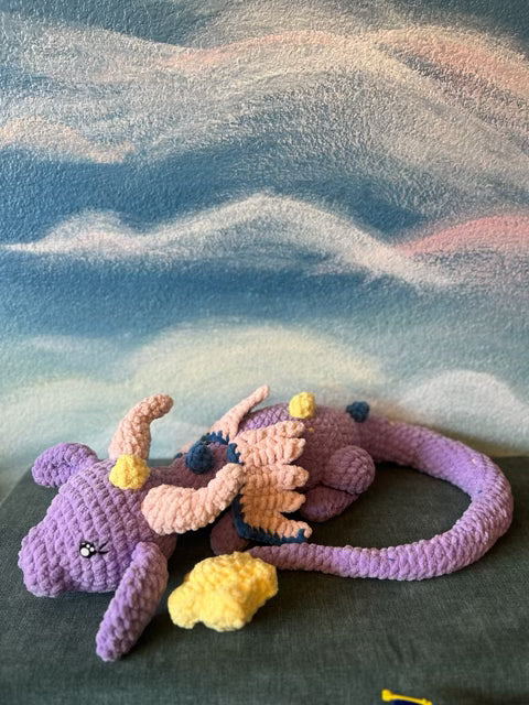 Enchanting Purple Crochet Dragon with Star Tail